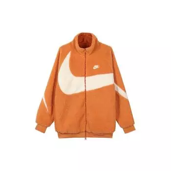 Двусторонняя куртка-боа Nike Big Swoosh (Азия) Мужская верхняя одежда с острым карри/кокосовым молоком, оранжевая BQ6546-808 S