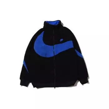 Двусторонняя куртка-боа Nike Big Swoosh (Азия) Черная мужская уличная одежда Game Royale BQ6546-009