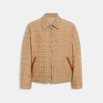 Двусторонняя куртка Coach Heritage светло-коричневого фирменного бежевого цвета