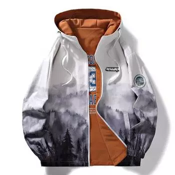 Двусторонняя куртка для осени и зимы, новая модная брендовая свободная японская дизайнерская модель с принтом, молодежная куртка M