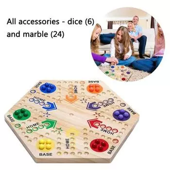 Двусторонняя летающая шахматная игра с мраморными кубиками для 4-6 игроков. Интерактивная летающая деревянная настольная игра для детей и взрослых. Развивающая игрушка.