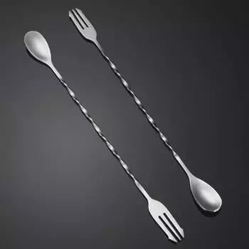 Двусторонняя ложка для размешивания коктейлей и кофе из нержавеющей стали 304 с длинной ручкой