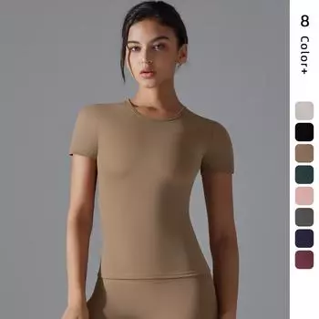 Двусторонняя начесаная высокоэластичная обтягивающая дышащая одежда для йоги с коротким рукавом спортивная одежда для бега фитнеса йога футболка S