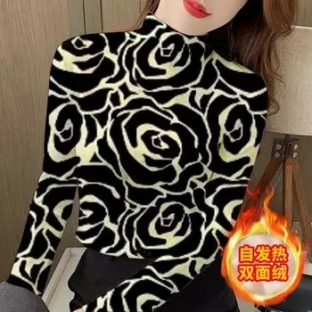 Двусторонняя немецкая бархатная полуводолазка для женщин, осенне-зимние новые модели для женщин с бархатными термоверхами XXS recommends within 25kg