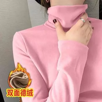 Двусторонняя немецкая бархатная водолазка с высоким воротом женская рубашка с длинными рукавами темперамент осень-зима новая нишевая иностранная модель универсальный термотоп M size [80-50kg]