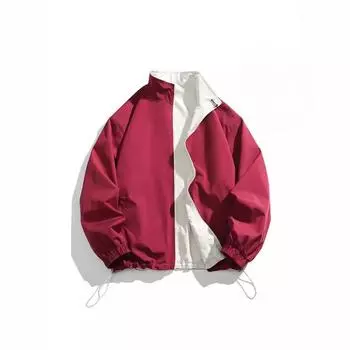 Двусторонняя одежда, воротник-стойка, повседневный топ для пары, однотонный свободный, для мужчин и женщин, одинаковая куртка для весны и осени в американском стиле S