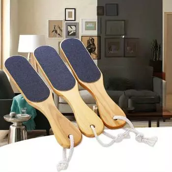 Двусторонняя пилка для ног, рашпиль для ног, инструменты для педикюра, средства для удаления омертвевшей кожи, средство для удаления мозолей, деревянная ручка, скребок для ног, наждачная бумага, уход за ногами 1pc,Random color серый