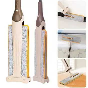 Двусторонняя плоская волшебная швабра, телескопические ручные подметальные машины, средство для мытья твердых полов, ленивый переключатель Вассуры, возможность чистого самоотжима with 4 cloth