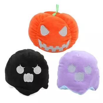 Двусторонняя плюшевая игрушка Двусторонняя мягкая плюшевая игрушка для Хэллоуина Куклы Игрушки для детей WhiteBlack 10cm White+Black 10