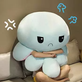 Двусторонняя плюшевая кукла-осьминог Двусторонняя переворачивающаяся кукла-осьминог Маленькая переворачивающаяся кукла-девочка-осьминог 30cm