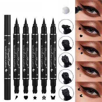 Двусторонняя подводка для глаз со звездой, водостойкая, не тусклая, для новичков, с любовью, с цветком сливы, для украшения уголков глаз, подводка для глаз с хвостиком 1#