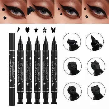 Двусторонняя подводка для глаз Star Seal, водостойкая, не размазывается, новичок Love Plum Blossom Embellisment Eye Corner Eyeliner Водостойкая подводка для глаз Stamp Pen 1 #