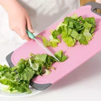 Двусторонняя разделочная доска для овощей и мяса с канавками Удобная ручка с нескользящим покрытием Необходимая кухонная вещь для гурманов и шеф-поваров Square бежевый