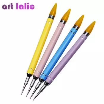 Двусторонняя ручка для дизайна ногтей, восковой точечный конец, стальной шарик, точечный конец, набор страз, инструмент для маникюра с драгоценными камнями для дизайна ногтей