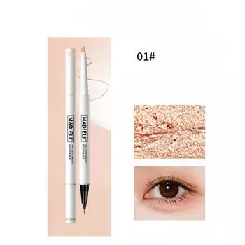 Двусторонняя ручка тутового шелкопряда, матовый перламутровый мелкий шиммер, осветляющая ручка для теней, стойкая подводка для глаз, которую нелегко размазать.