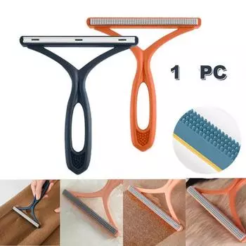 Двусторонняя ручная щетка для волос животных, скребки для удаления пыли с одежды, скребки для удаления шерсти для собак и кошек синий