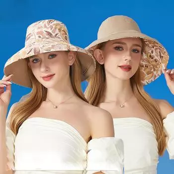 Двусторонняя рыбацкая шляпа, женская весенне-летняя шляпа от солнца с принтом тёмно-синий