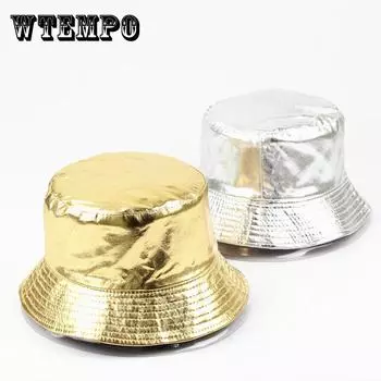 Двусторонняя шляпа Punk Basin Hat - модная складная кепка Fisherman с блестящей золотисто-серебристой отделкой, регулируемый ремешок для взрослых унисекс one size