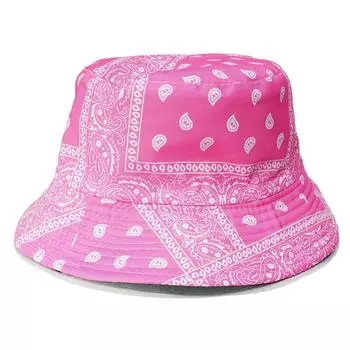 Двусторонняя шляпа-ведро из хлопка унисекс с узором пейсли, бандана для улицы [Ключи] Мужская [Розовый/Приблизительный размер. 57,5 см] Женщины (КШ246) розовый