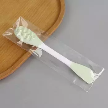 Двусторонняя силиконовая щетка для лица Slavic Skin Care, инструмент для массажа и очищения, аппликатор для спа-масок из глины зелёный