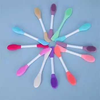 Двусторонняя силиконовая щеточка для лица для очищения, массажа, нанесения масок, подводки для глаз и многого другого Deep pink розовый