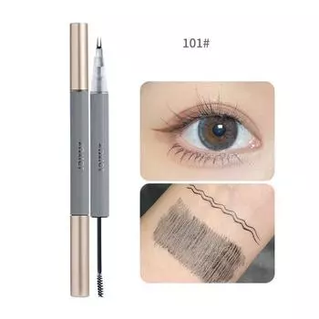 Двусторонняя тушь для ресниц одним движением, водостойкая, устойчивая к поту, не размазывающаяся сверхтонкая тушь, подводка для нижних ресниц тутового шелкопряда