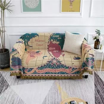 Двусторонняя утолщенная четырехсезонная подушка для дивана в сельской местности, чехол для дивана с картой, походное одеяло 130*180cm