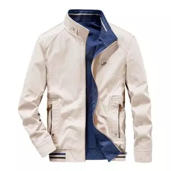 Двусторонняя весна и осень новая мужская повседневная универсальная молодежная свободная куртка мужская куртка с воротником-стойкой XL