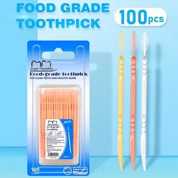 Двусторонняя зубная нить в форме рыбьей кости, одноразовая зубочистка, пластиковая зубная нить, межзубная щетка, инструмент для чистки полости рта синий