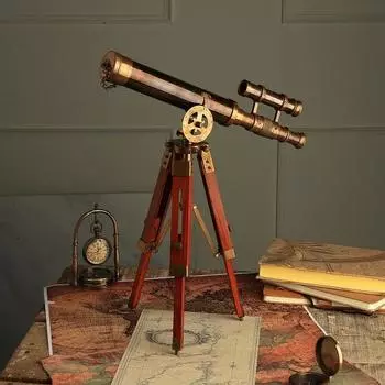 Двуствольный викторианский латунный телескоп на штативе, антикварный домашний декор, столешница