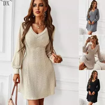 DX~~ независимо разработала и спроектировала сексуальное платье с V-образным вырезом на талии, которое согреет осенью и зимой. S хаки