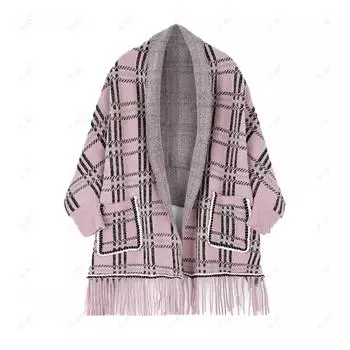 DX Осень и зима Новый большой размер искусственная норка утолщенная клетчатая накидка вязаная с рукавами шаль универсальный ципао с бахромой шарф для женщин One Size верблюд