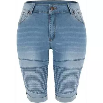 DX-плиссированные женские узкие джинсовые брюки средней посадки с высокой посадкой и манжетами S чёрный