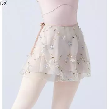 DX юбка из пряжи для взрослых для танцев, полуюбка, женская полуюбка, пышная юбка, короткая юбка с вышивкой, балетная юбка, летняя танцевальная юбка M белый