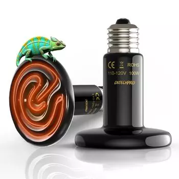 DXTECHPRO 100 Вт 2 шт. обогреватель для рептилий инфракрасный светильник для рептилий сохраняющий тепло керамический обогреватель для рептилий черепаховый светильник для мелких животных