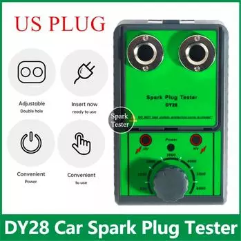DY28 12V Тестер свечей зажигания автомобиля Двойное отверстие Инструмент анализатора свечей зажигания Сканер Бензиновые автомобили Бензиновые автомобили Тестеры зажигания Вилка США