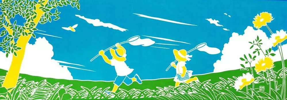 Dyeing Anbo Hand Towel Authentic Dyed Cotton Tokuoka Made in Japan 35cm x 100cm Insect Catcher 100% синий