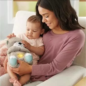 Дыхательная выдра для сна и игровая выдра, музыкальная мягкая детская плюшевая игрушка со световым звуком, сенсорные удобные подарки для новорожденных 36cm розовый