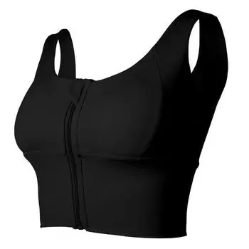 Dyise Sports Underwear Women Shockproof Anti-sagging Professional Running Zip-up Yoga Vest Fitness Bra 23019 Black M(80-100)