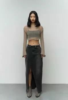 Дымчатая джинсовая юбка с деталью на талии Arket