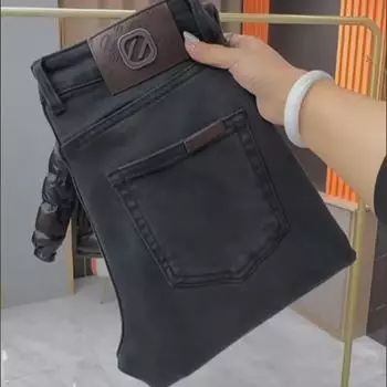 Дымчато-серые облегающие мужские джинсы: Стильный, удобный, повседневный, свободный на весну и лето 29 дым/серый