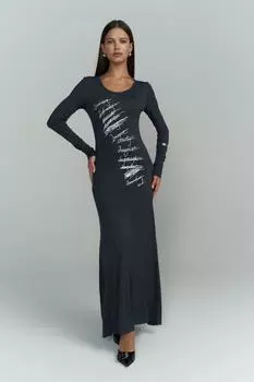 Дымчатое длинное платье Ceria