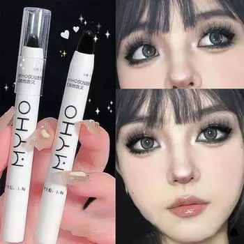 Дымчатые матовые черные тени для век Lying Silkworm Highlighter Pen Korean Eyes Makeup White Pearl Brightening Glitter Eyeshadow Stick 01 Matte White