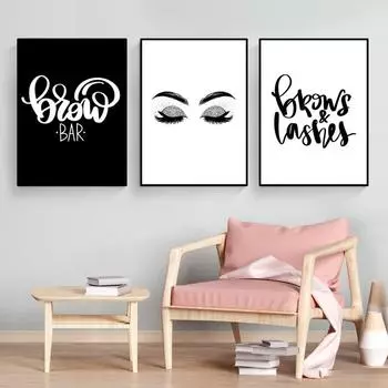 Дымчатый макияж, холст, картина, модная девушка, картина, плакат, брови, Настенный декор, ресницы, настенная живопись, холст, живопись HD2918 21x30cm no frame