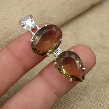 Дымчатый топаз, драгоценный камень, стерлинговое серебро 925 пробы, подвеска ручной работы, ювелирные изделия, женский подарок 1.92 коричневый
