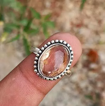 Дымчатый топаз, драгоценный камень, стерлинговое серебро 925 пробы, покрытие, прекрасное подарочное кольцо, размер 6, ювелирные изделия HNR-R2-R470