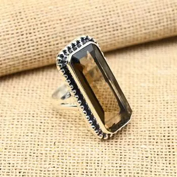 Дымчатый топаз, драгоценный камень, стерлинговое серебро 925 пробы, ювелирные изделия ручной работы, великолепное кольцо 4 коричневый
