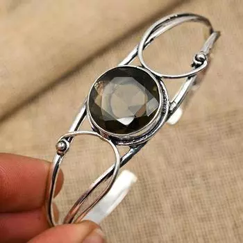 Дымчатый топаз, драгоценный камень, стерлинговое серебро 925 пробы, элегантный браслет ручной работы, регулируемые ювелирные изделия для женщин Adjustbale коричневый