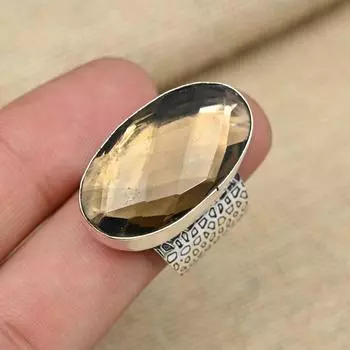 Дымчатый топаз, драгоценный камень, стерлинговое серебро 925 пробы, великолепное кольцо, необычные украшения ручной работы 4 коричневый