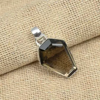 Дымчатый топаз, драгоценный камень, твердое серебро 925 пробы, подвеска ручной работы, ювелирные изделия 1.57inches коричневый